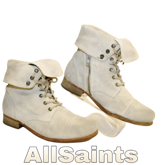 ALLSAINTS Spitalfields Shoes - AllSaints EUR 38 US 8 Gray Suede Cuffed Zip Up Ankle Boots